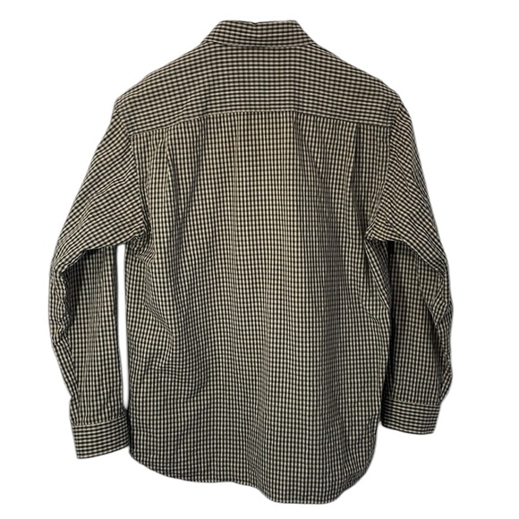 Columbia men’s Size Large plaid long sleeve button down shirt. Tan, Navy & White - Picture 5 of 8